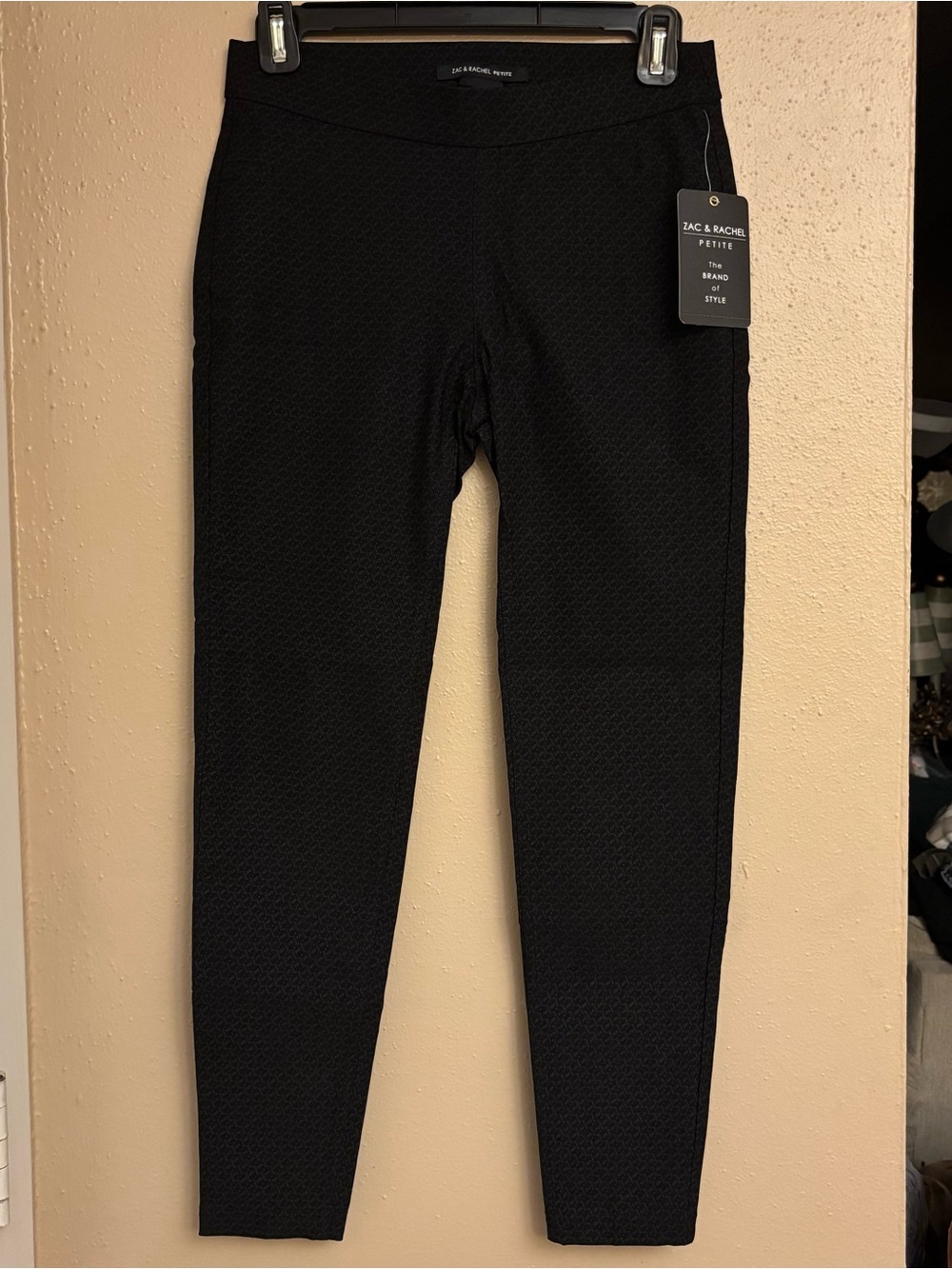 Zac & Rachel Petite Black Textured Slim Pants